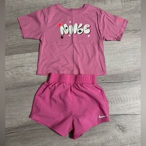 Nike Pink Graphic Tee and Shorts Set